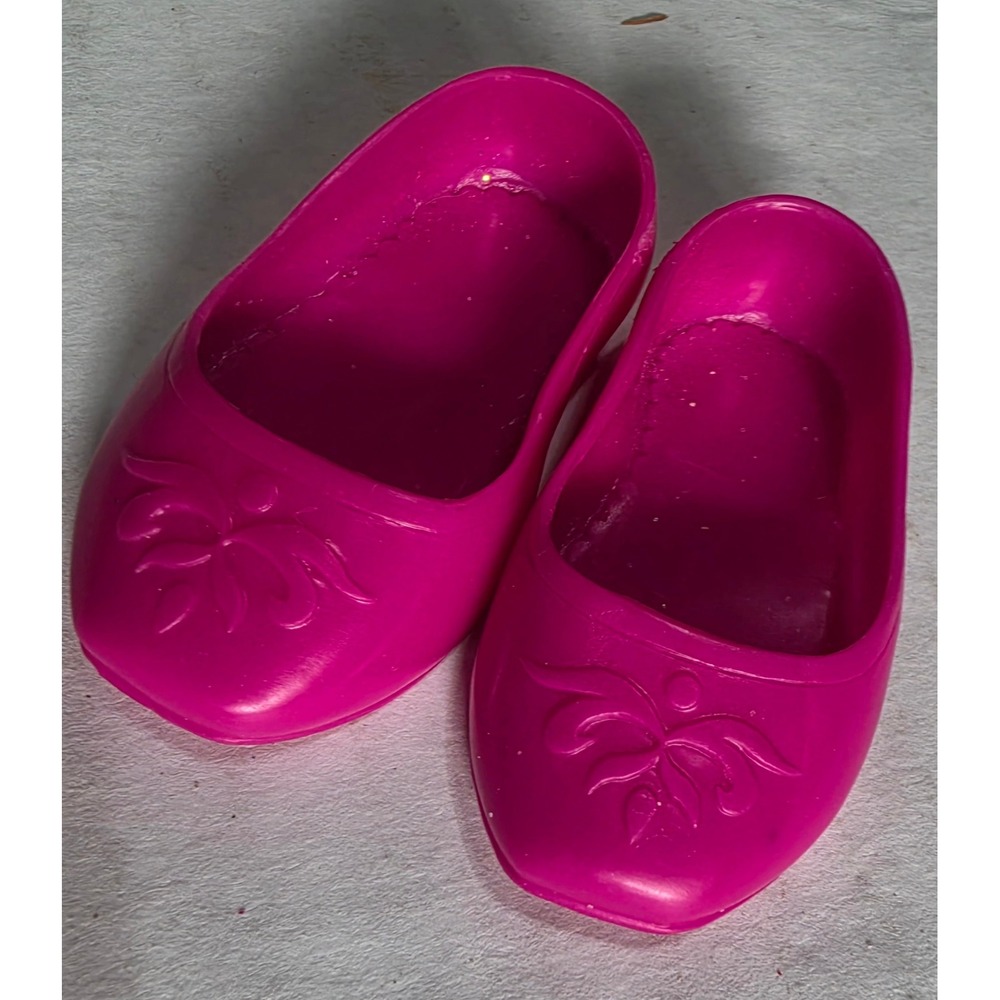 Disney Princess Pink Doll Shoes Magenta Floral Embossed Flats Replacement 2 Inch